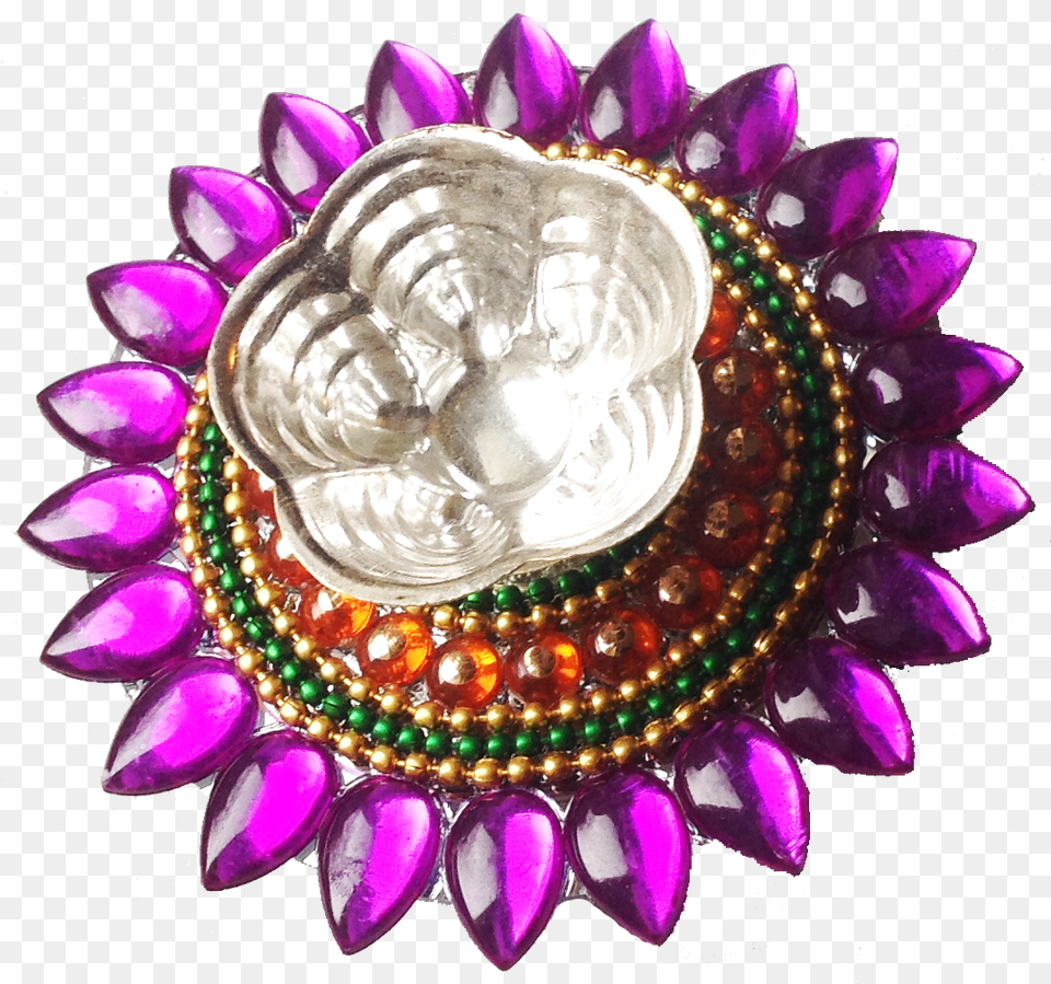 Purple Rhinestone Candle Holder Kankavati Illustration, Accessories, Jewelry, Brooch, Dahlia Png