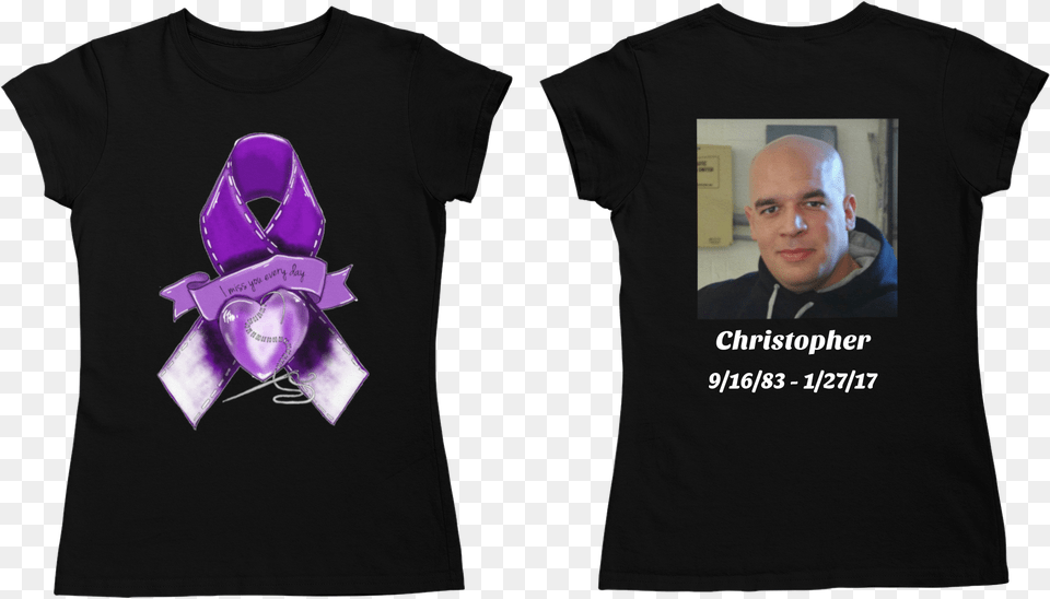 Purple Ribbon I Miss You Every Day Personalized T Shirt Active Shirt, T-shirt, Clothing, Person, Man Png