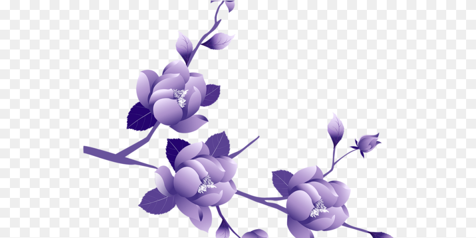 Purple Rose Clipart Bunga Purple Floral Clipart, Flower, Plant, Art, Graphics Png Image