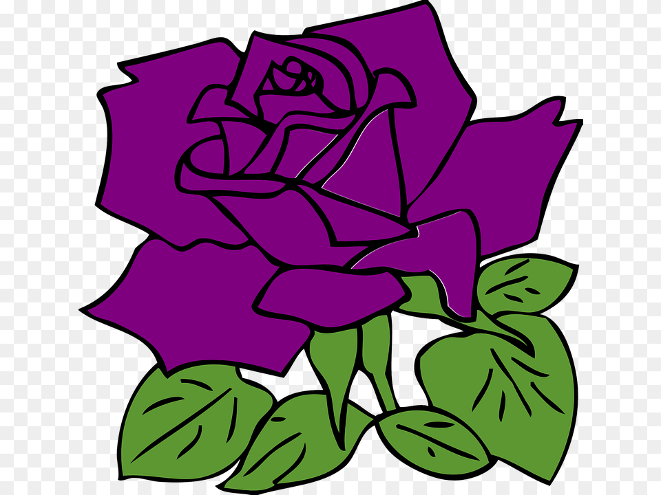 Purple Rose Clipart Simple Flower Clip Art Purple Rose, Plant, Leaf, Person Free Png Download