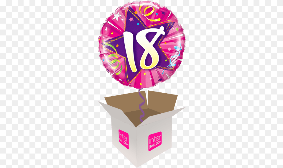Purple Shining Star Pink 18 Birthday Balloons, Balloon, Box, Diaper, Text Png Image