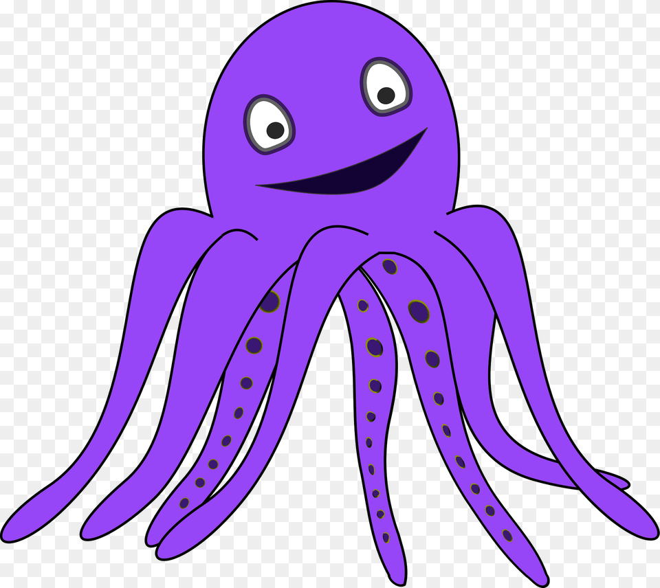 Purple Smiling Octopus Clipart, Animal, Sea Life, Invertebrate, Fish Png