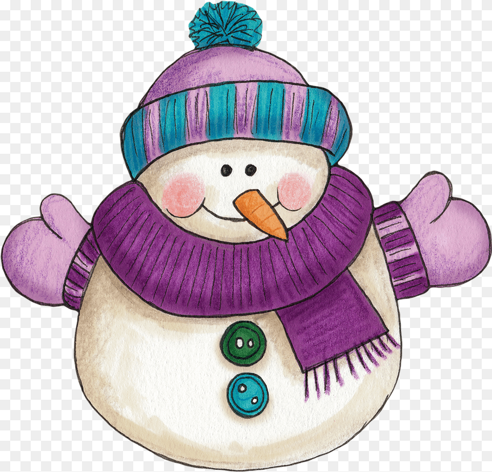 Purple Snowman Clipart, Nature, Outdoors, Winter, Snow Png Image