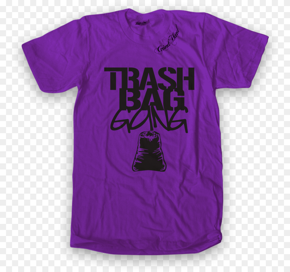 Purple Trash Bag Gang Tee Black Print, Clothing, Shirt, T-shirt Png Image