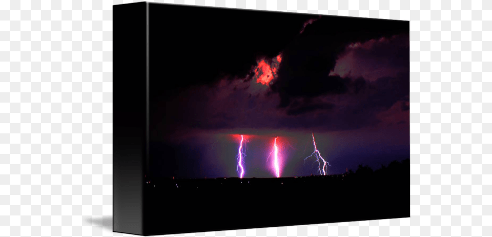 Purple Triple Lightning Strike By Michael Tidwell Lcd Display, Nature, Outdoors, Storm, Thunderstorm Free Transparent Png