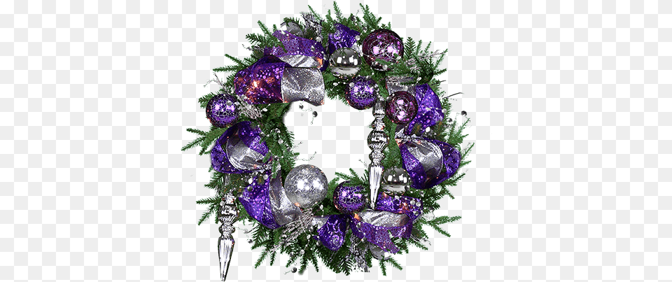 Purple Twinkle Christmas Wreath 24 Inches Wreath, Plant Free Png Download