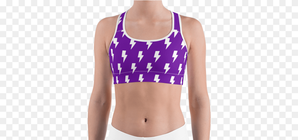 Purple U0026 White Lightning Bolts Sports Bra Rainbow Sport Bra, Clothing, Swimwear, Lingerie, Underwear Free Png