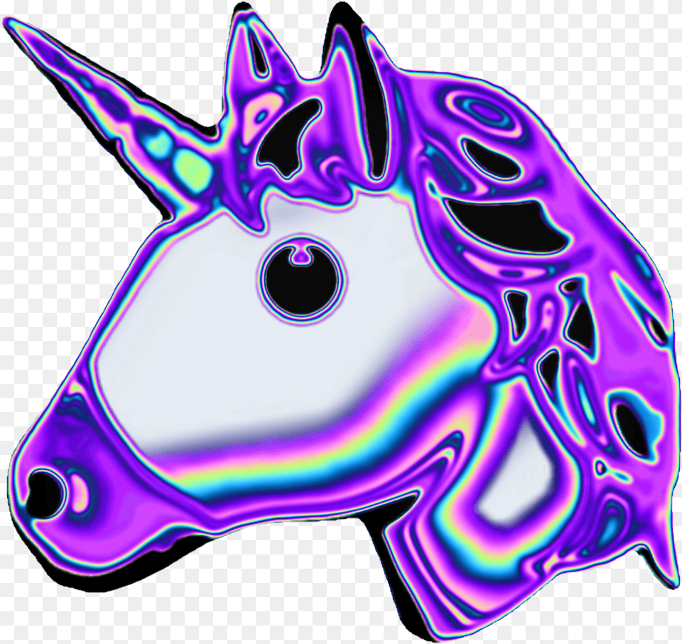 Purple Unicorn Emoji Holographic, Outdoors, Animal, Dinosaur, Reptile Free Png