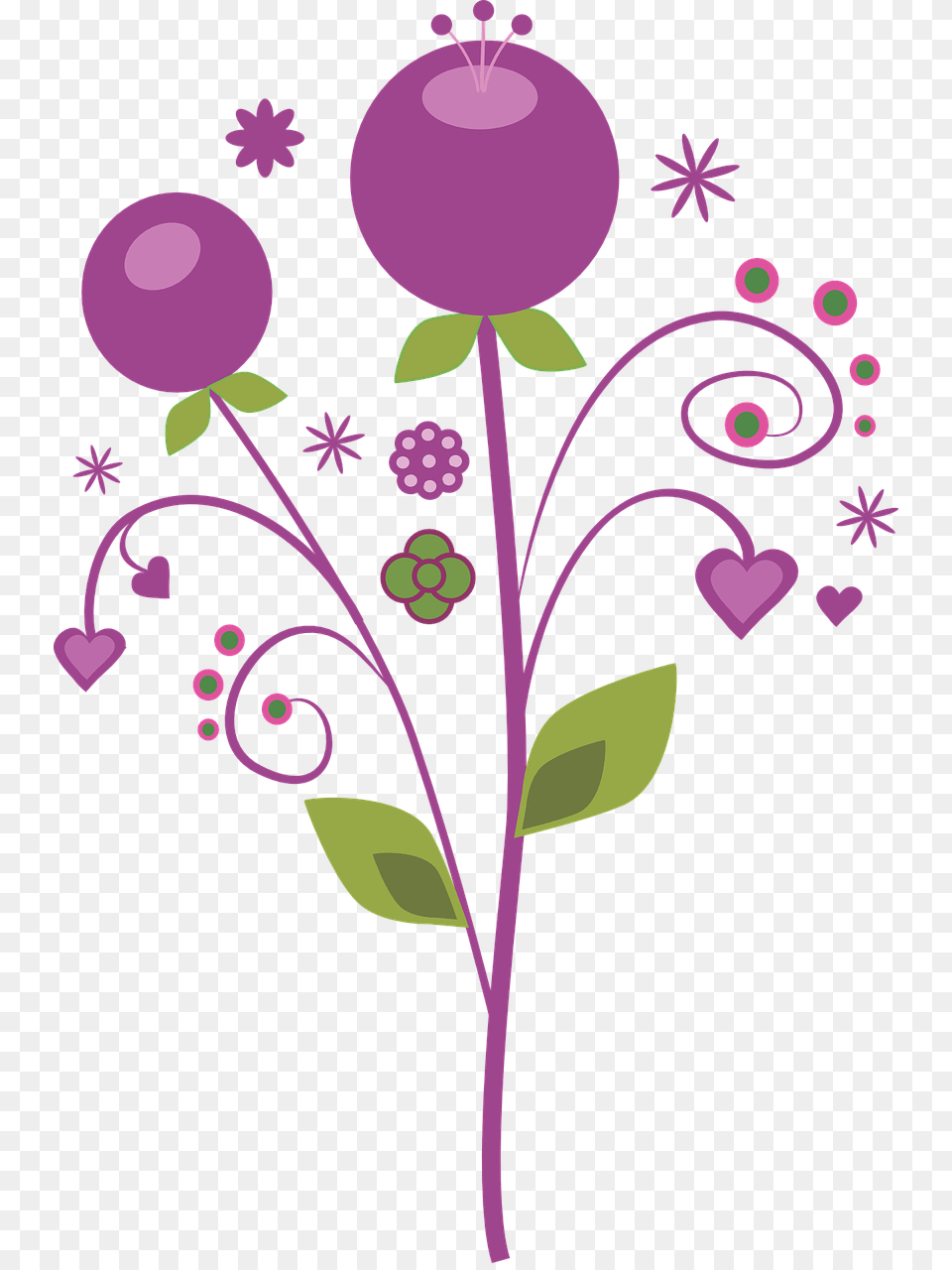 Purple Vector Flowers Fantasy Berry Swirls Photo Flores Vector, Art, Floral Design, Graphics, Pattern Png