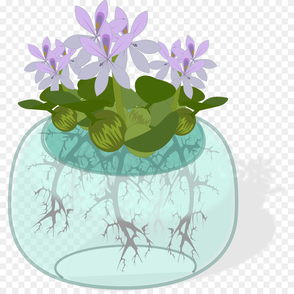 Purple Water Hyacinth Flowers In A Glass Clipart, Vase, Pottery, Potted Plant, Planter Png