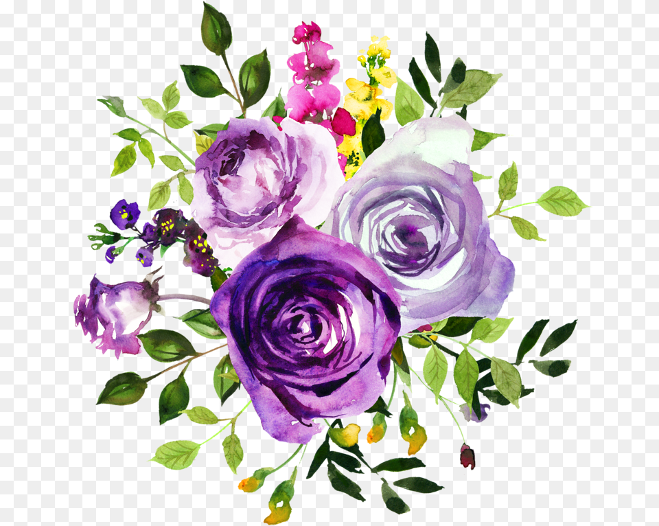 Purple Watercolor Flower, Art, Floral Design, Flower Arrangement, Flower Bouquet Free Transparent Png