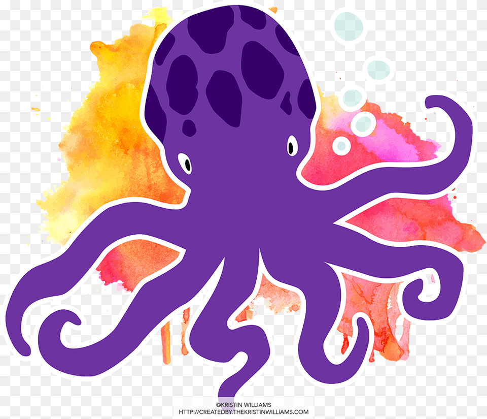 Purple Watercolor Octopus Graphic Design, Animal, Sea Life, Baby, Person Free Transparent Png