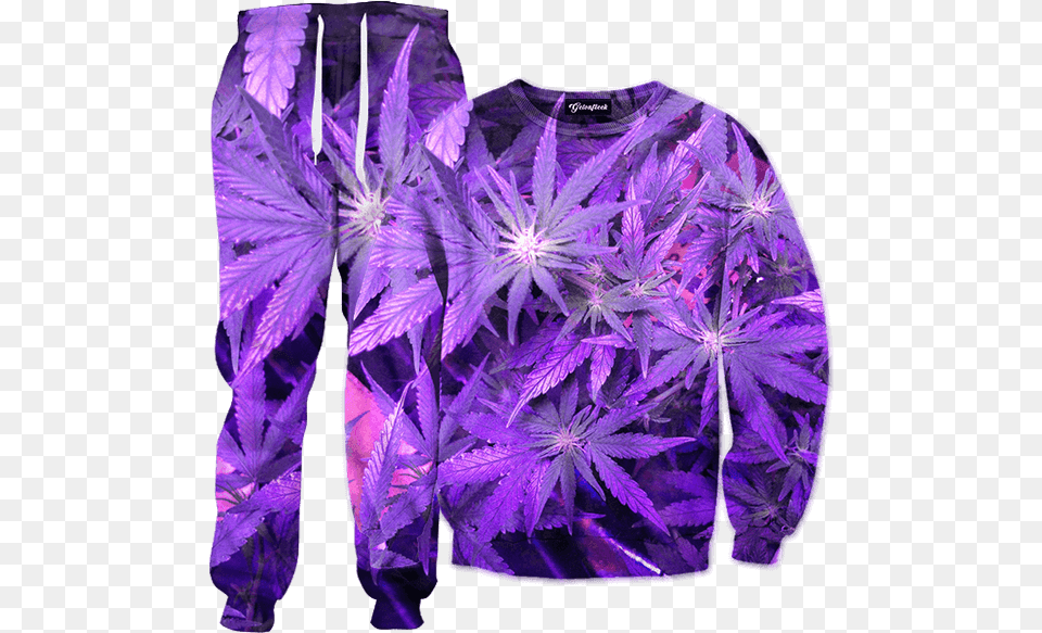 Purple Weed Hoodie, Clothing, Coat, Plant, Long Sleeve Png Image
