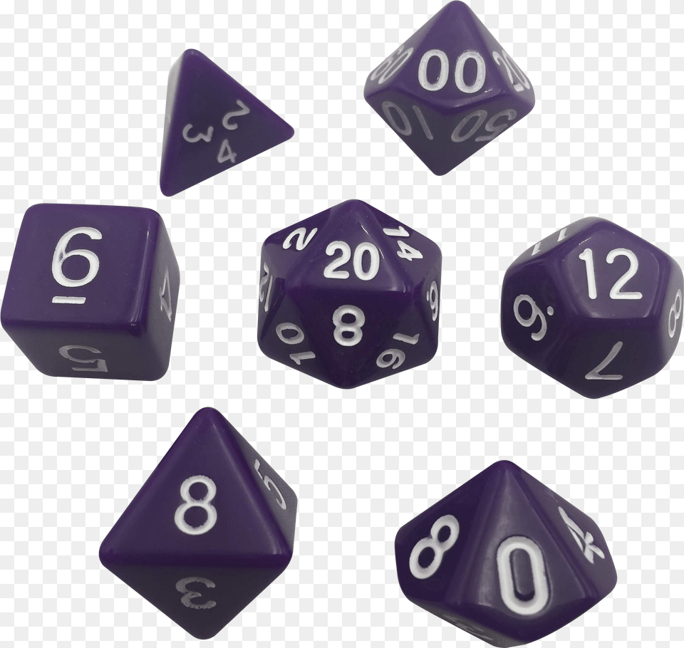 Purple With White Numbers Set Of 7 Polyhedral Rpg Dice Dnd Dice Background, Game Free Transparent Png