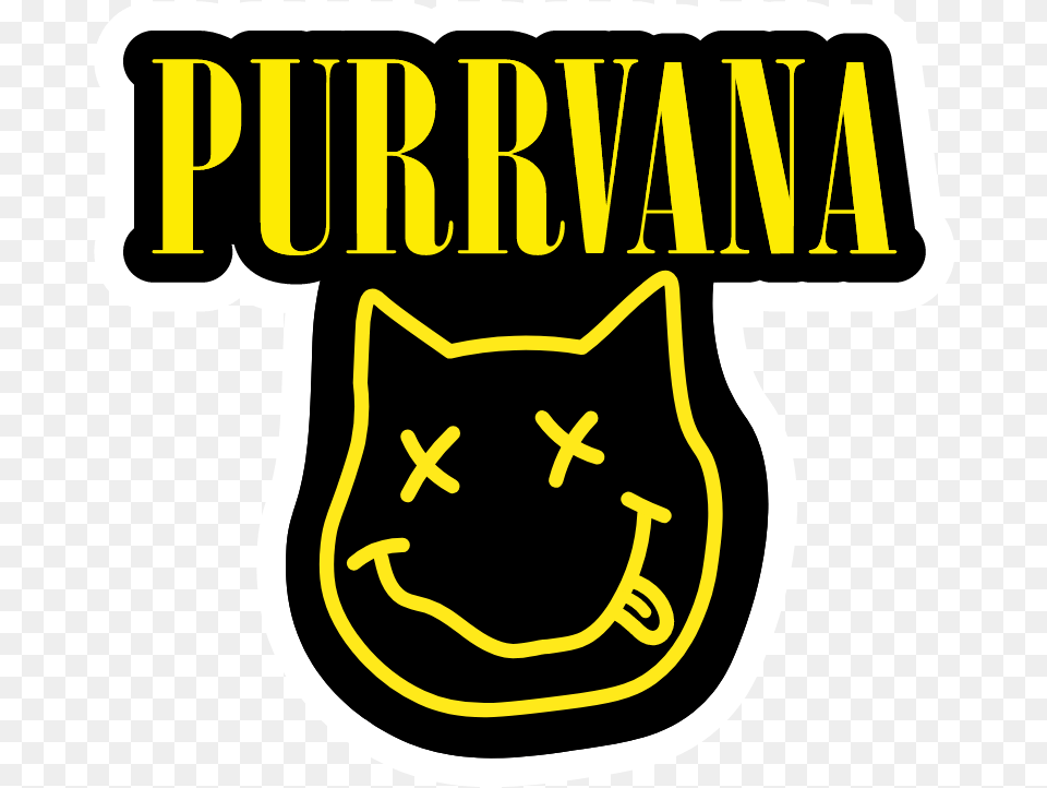 Purrvana In 2020 Music Stickers Cat Logo Nirvana Logo Cat, Symbol Png Image