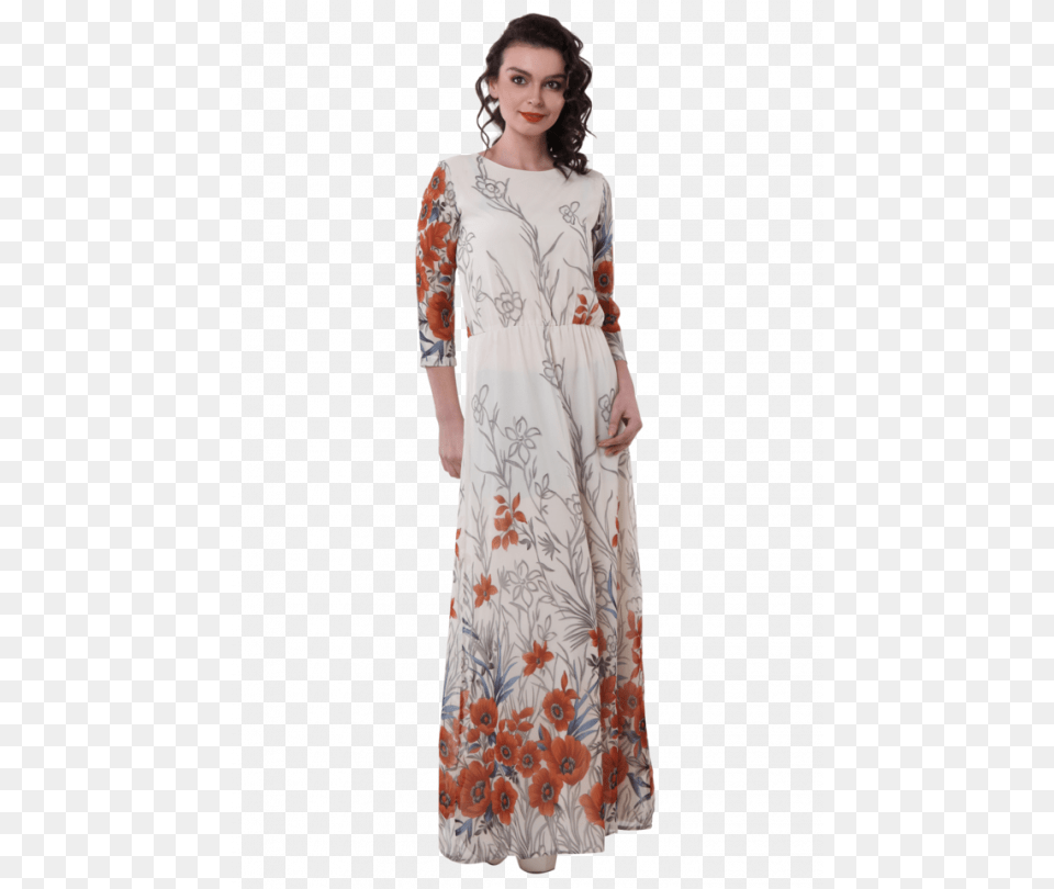 Purys Women Polyester Dress Dress, Adult, Sleeve, Person, Long Sleeve Free Png Download