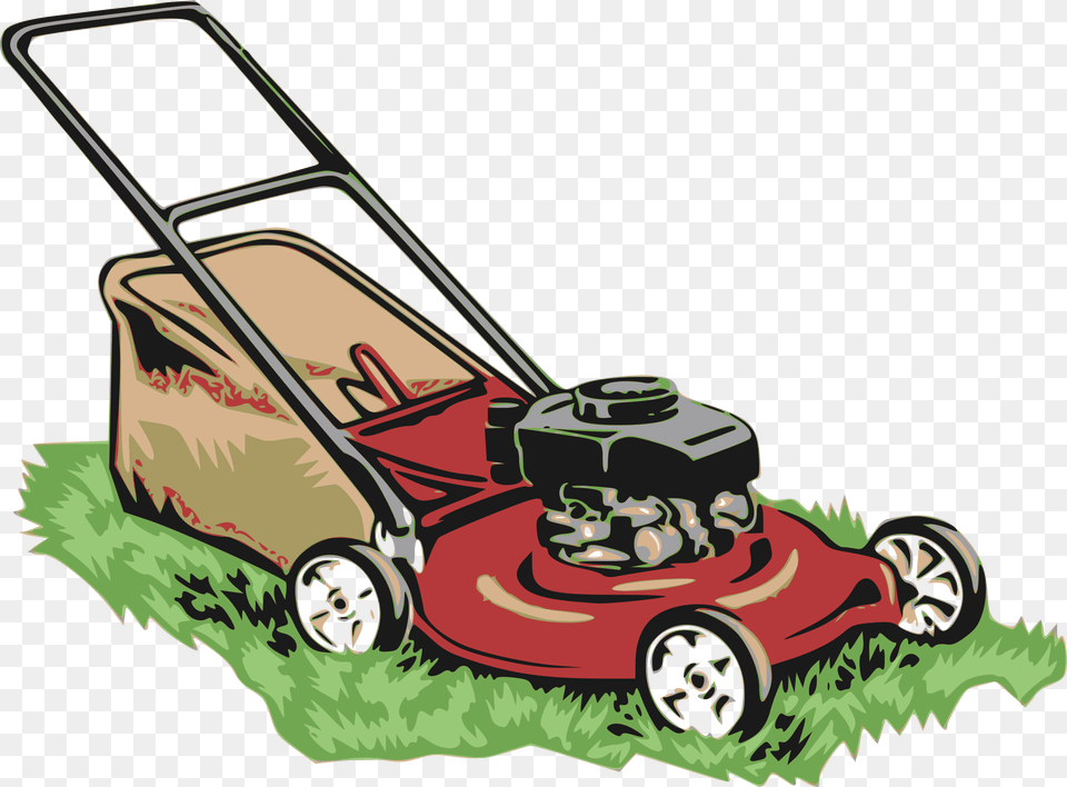 Push Lawn Mower Cartoon, Device, Grass, Plant, Lawn Mower Free Png Download