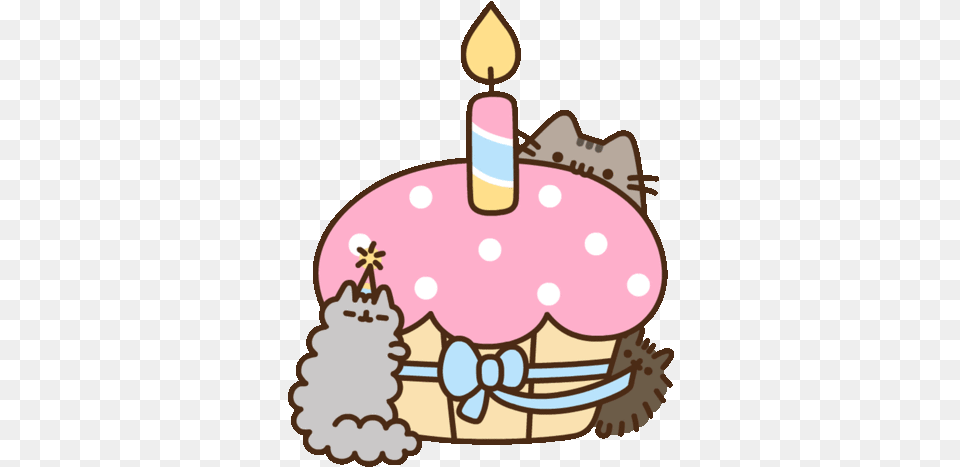 Pusheen Cake Gif Pusheen Cake Eating Discover U0026 Share Gifs Happy Birthday Gif, Birthday Cake, Cream, Dessert, Food Free Transparent Png