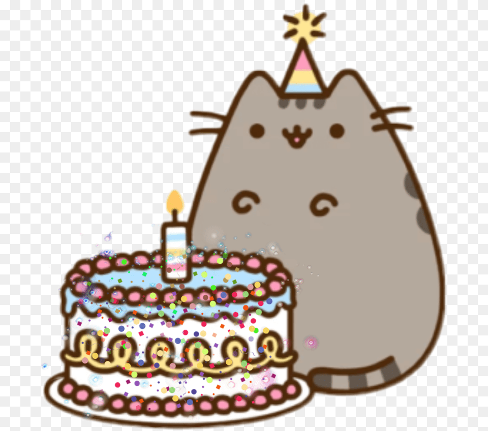 Pusheen Cat Birthday Cake Pusheen Cat Happy Birthday, Birthday Cake, Cream, Dessert, Food Png Image