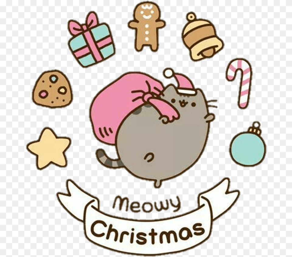 Pusheen Cat Drawing Easy Christmas Easy Christmas Drawing Pusheen Cat, Sticker Free Transparent Png