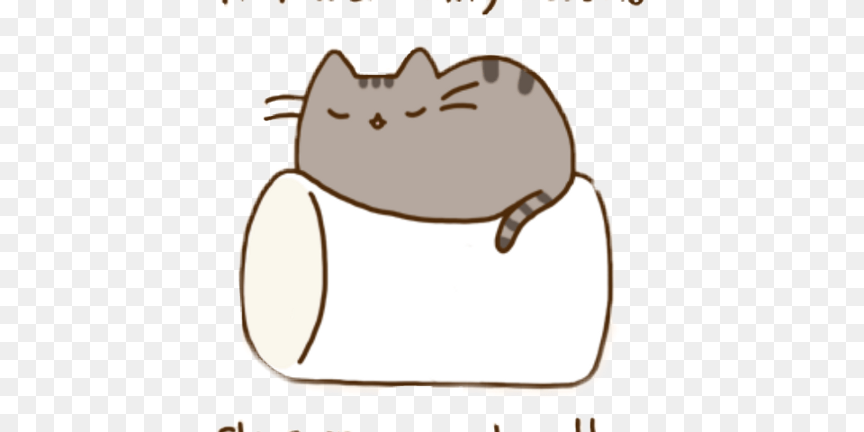 Pusheen Cat If I Were Tiny I Would Sleep On A Marshmallow, Cushion, Home Decor, Bag, Text Free Png