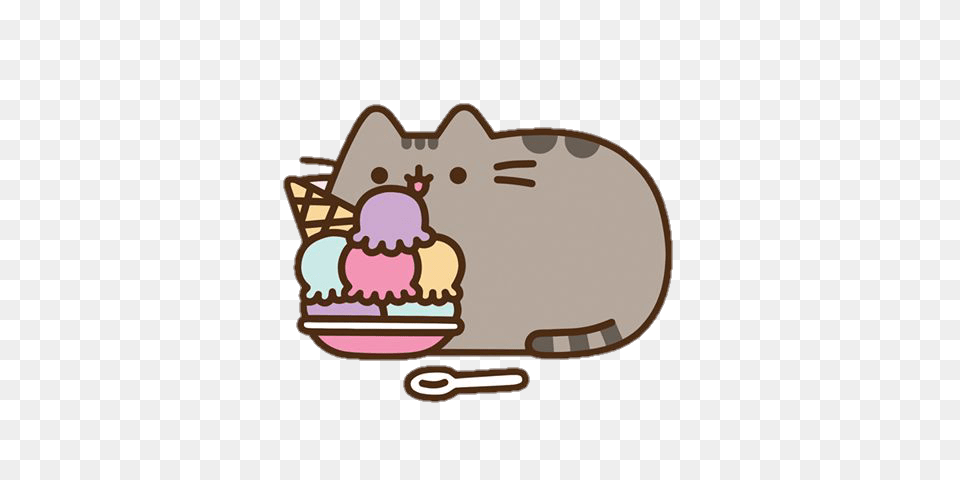 Pusheen Cat Kawaii, Cream, Dessert, Food, Ice Cream Free Png Download