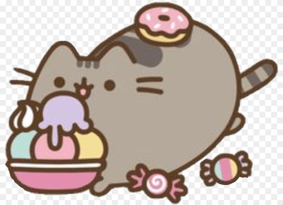 Pusheen Dessert Sweet Icecream Donut Candy Freetoedit, Animal, Mammal Free Png