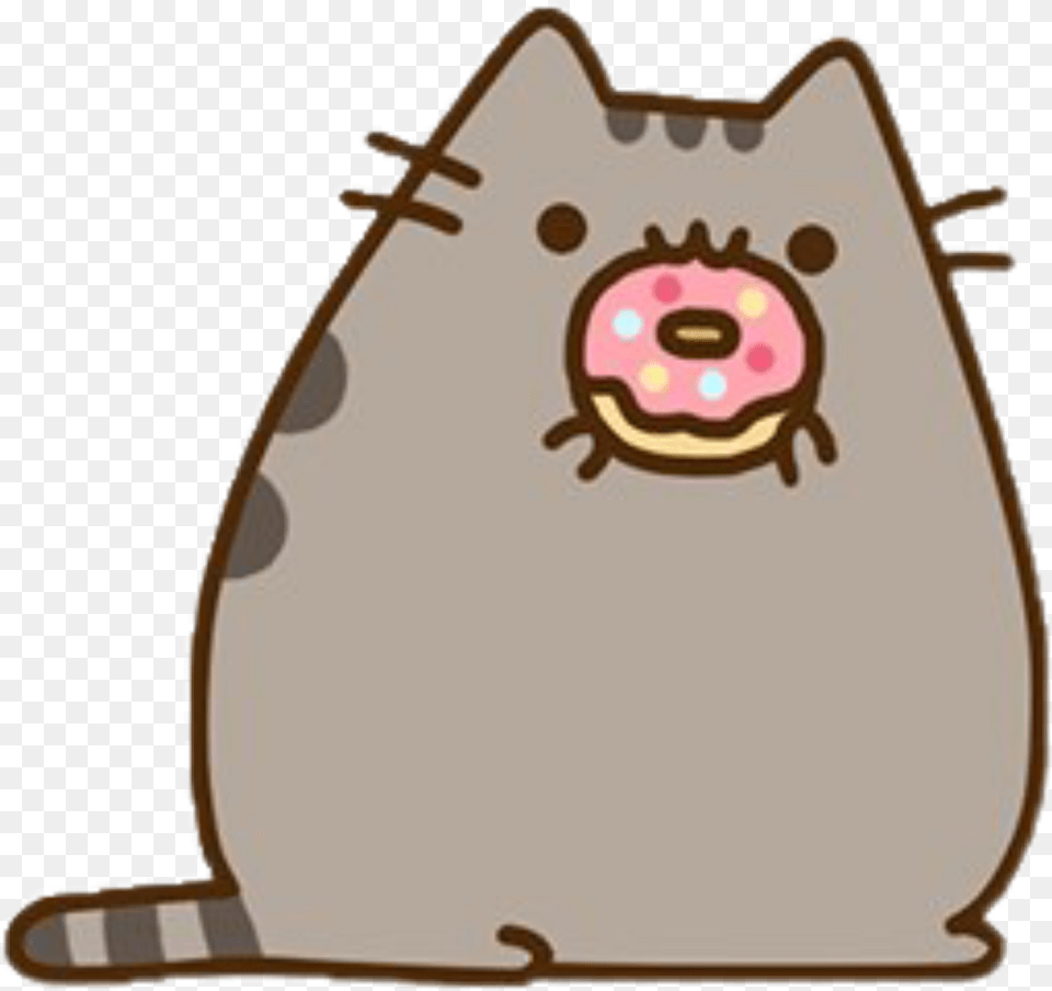 Pusheen Eating Donut, Bag, Animal, Mammal Png Image