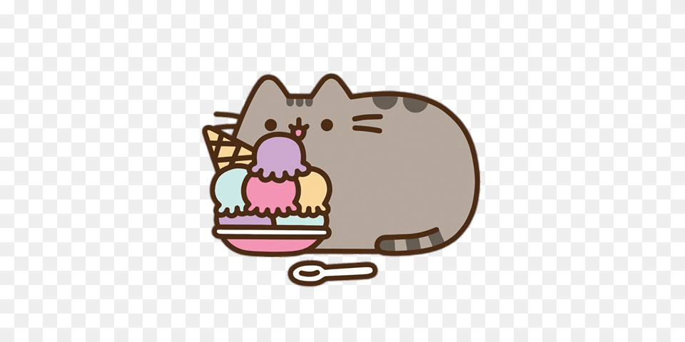 Pusheen Eating Ice Cream, Dessert, Food, Ice Cream Free Png