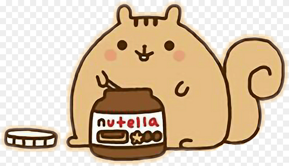 Pusheen Eating Nutella Clipart Nutella Squirrel, Jar, Bread, Food Free Png