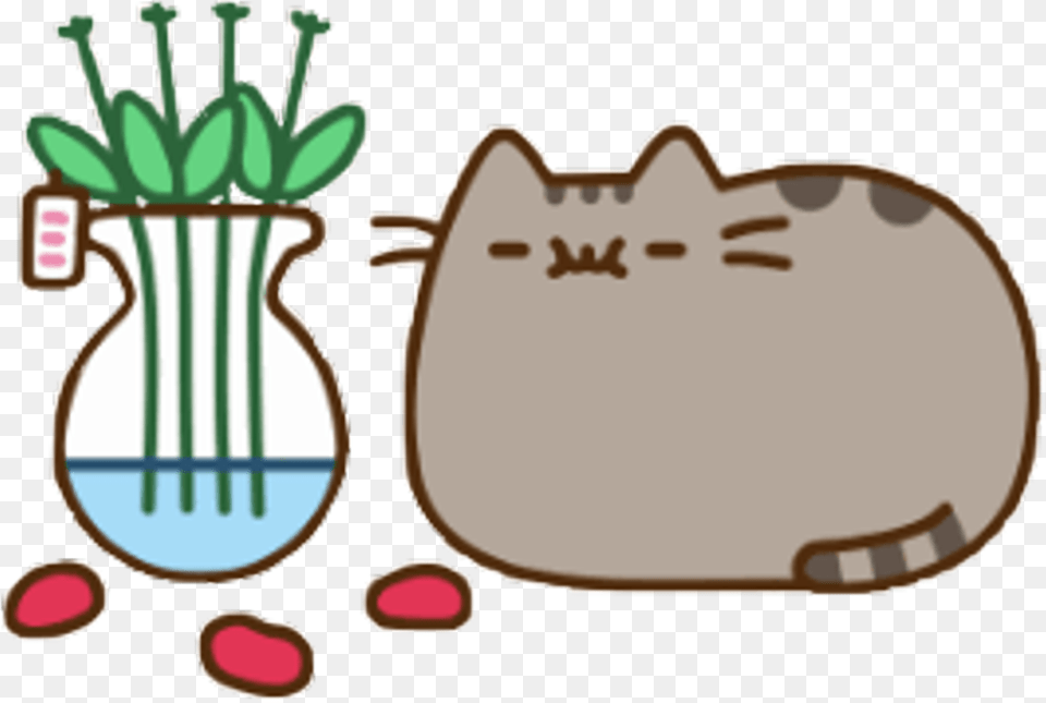 Pusheen Eating Popcorn Clipart Pusheen Eating Popcorn, Bag, Jar, Plant, Potted Plant Png Image