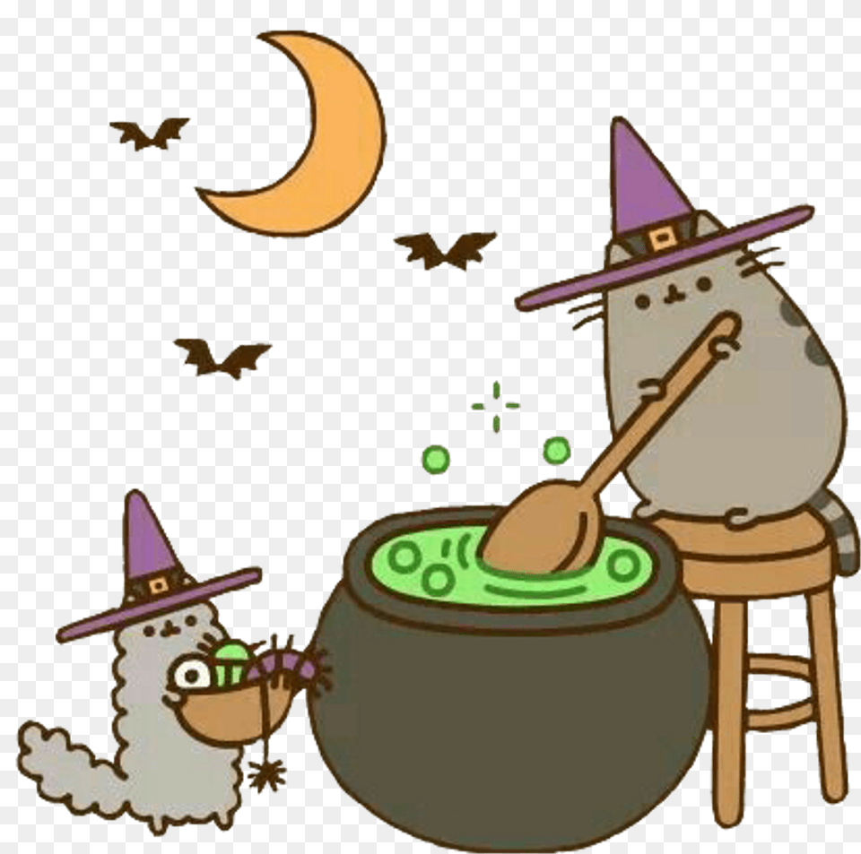 Pusheen Halloween Clipart Download Pusheen Halloween Gif, Cutlery, Spoon, Clothing, Hat Png Image