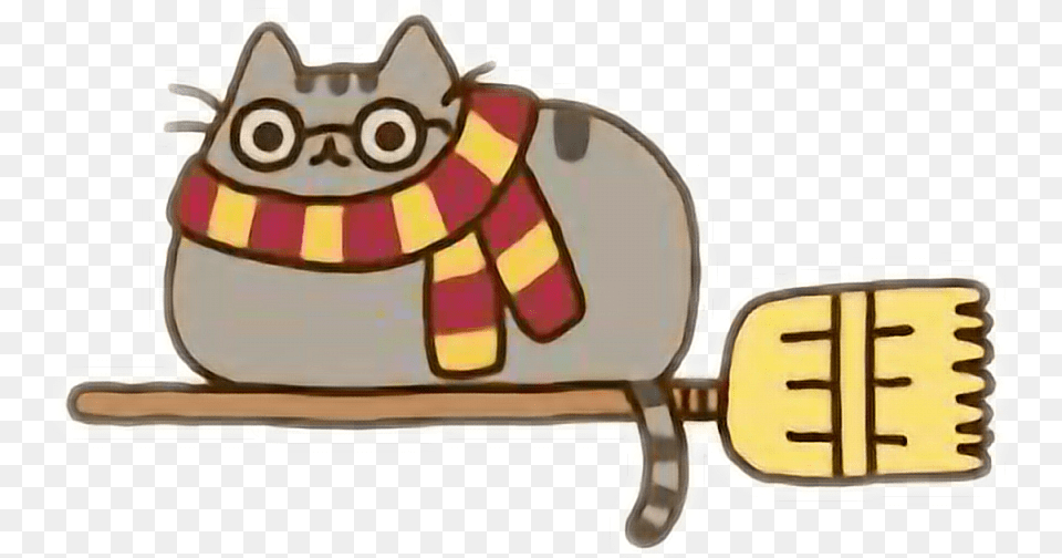 Pusheen Harry Potter Harry Potter Cute Kawaii Pusheen Harry Potter Clip Art, Broom Png Image