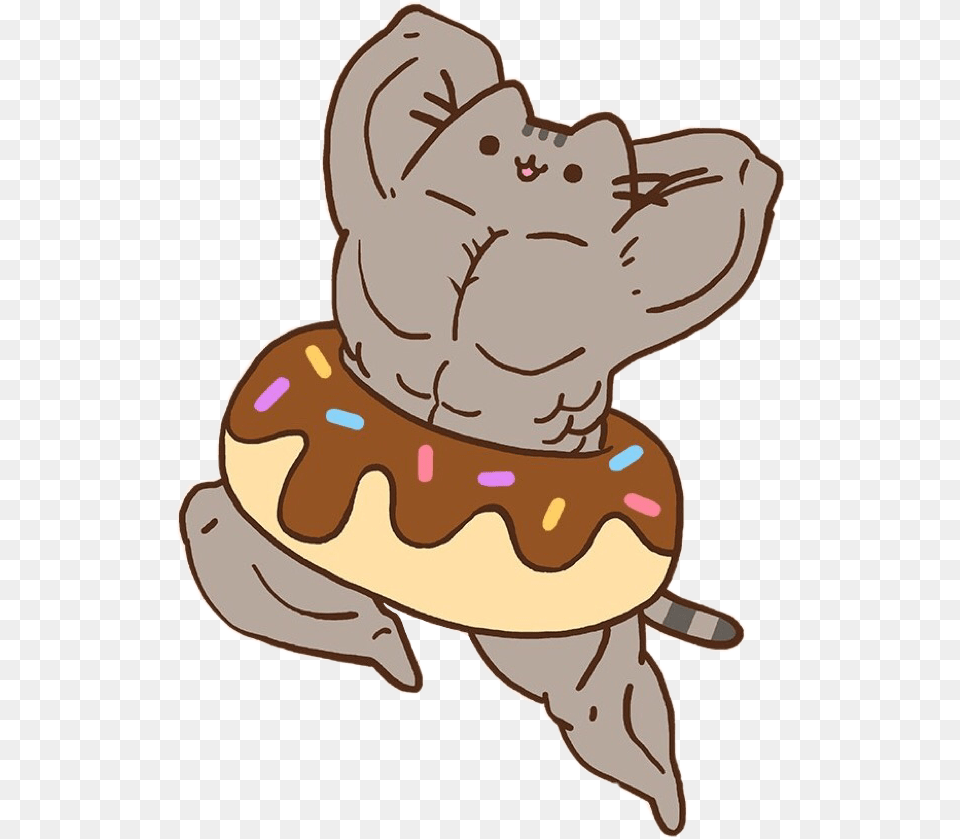 Pusheen Muscle Donut Cute Kawaii Im Not Sorry If Your, Baby, Person, Cream, Dessert Free Png