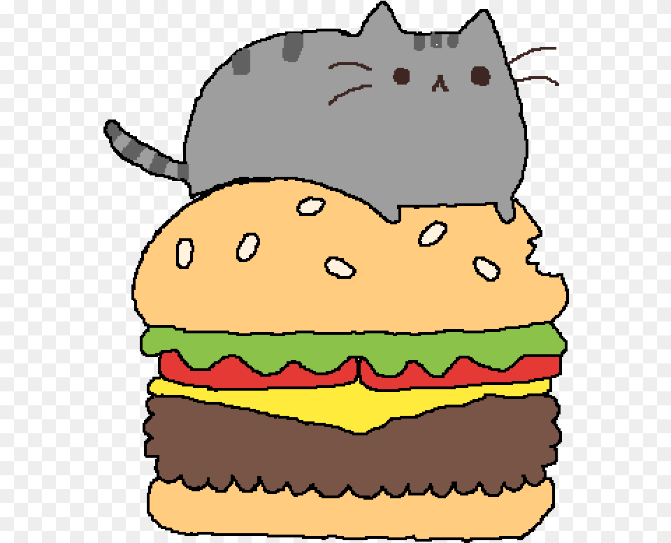 Pusheen On Burger, Food, Baby, Person, Face Png Image
