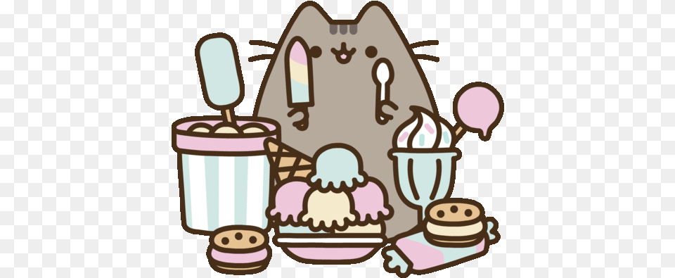 Pusheen Pusheencat Katze Cat Kedi Ice Cream Pusheen Cat, Dessert, Food, Ice Cream, Sweets Png Image