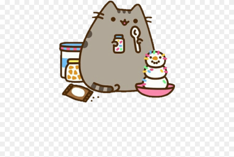 Pusheen Pusheeneating Icecream Icecreamman Sprinkles Ice Cream Pusheen Food, Outdoors, Nature, Bag Png