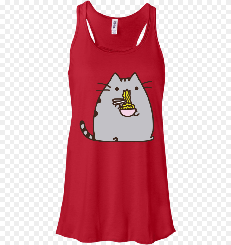 Pusheen The Cat Eating Noodles Juniors T Shirt Funny Keep Calm And Walk A French Bulldog Flowy Tank Top, Clothing, Tank Top, Adult, Female Free Png