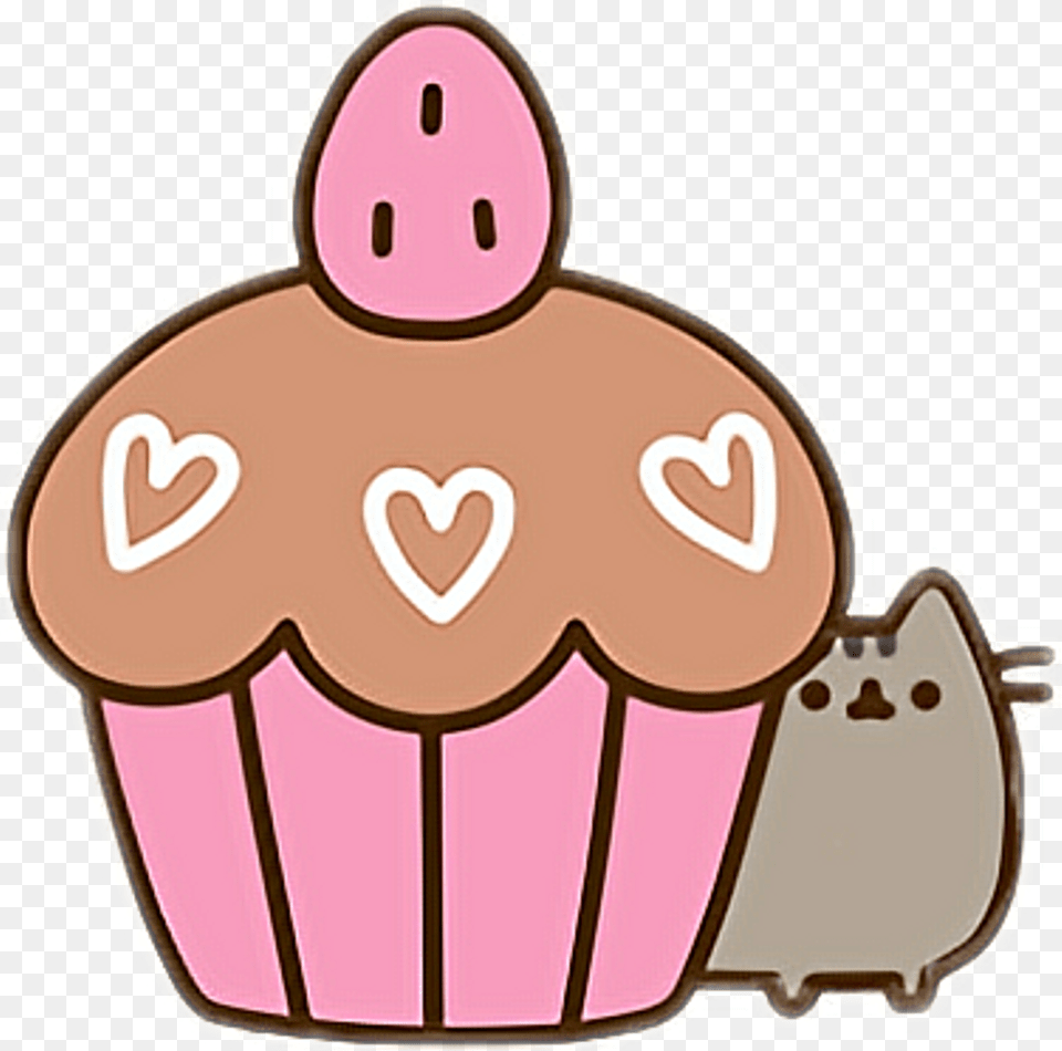 Pusheencat Pusheen Cat Cupcake, Food, Cake, Cream, Dessert Free Png Download