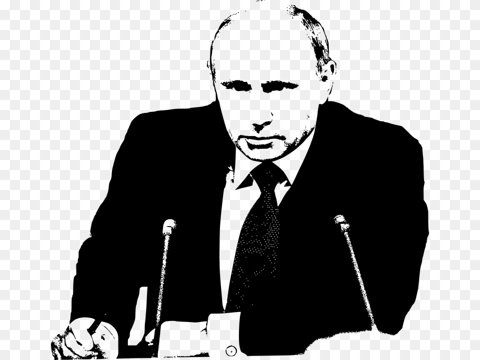 Putin Vladimir Russia President People Man Leader Putin Black And White Suit, Gray Free Transparent Png
