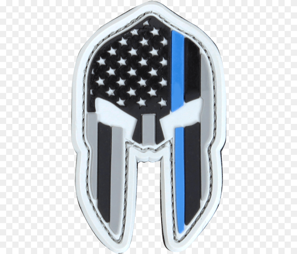 Pvc Thin Blue Line Spartan Helmet Patches Spartan Helmet Pvc Patch, Badge, Logo, Symbol, Car Free Png Download