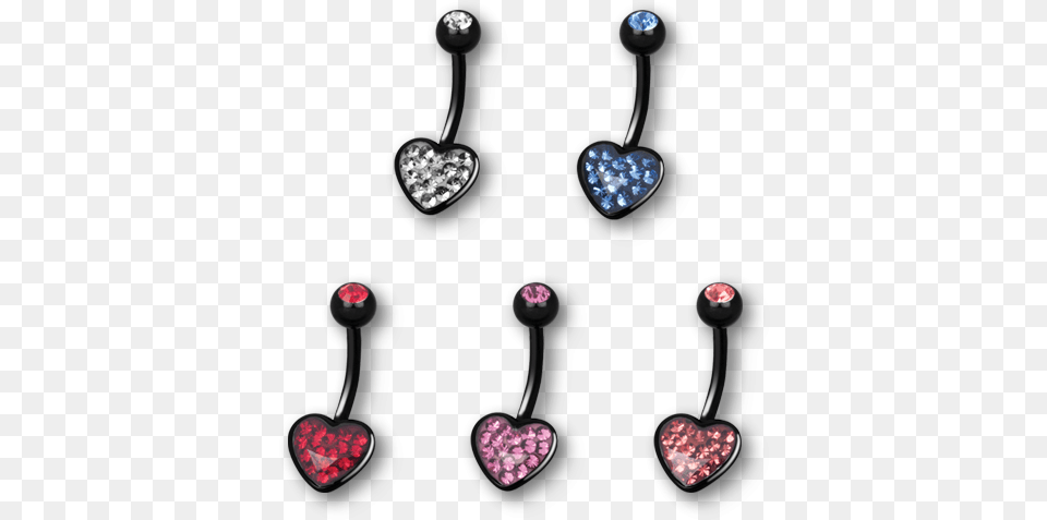 Pvd Black Steel Crystal Heart Banana Earrings, Accessories, Earring, Jewelry, Gemstone Free Transparent Png
