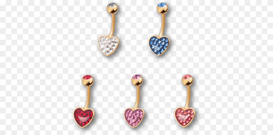 Pvd Gold Steel Crystal Heart Banana Earrings, Accessories, Earring, Jewelry, Gemstone Png Image