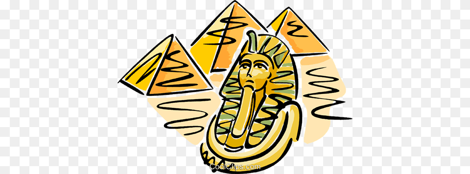 Pyramids With Pharaohs Mask Royalty Vector Clip Art, Emblem, Face, Head, Person Free Png Download