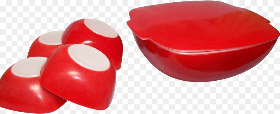 Pyrex Red Square Bowl With Lid Amp 4 Dessert Bowls Set Plastic Png Image