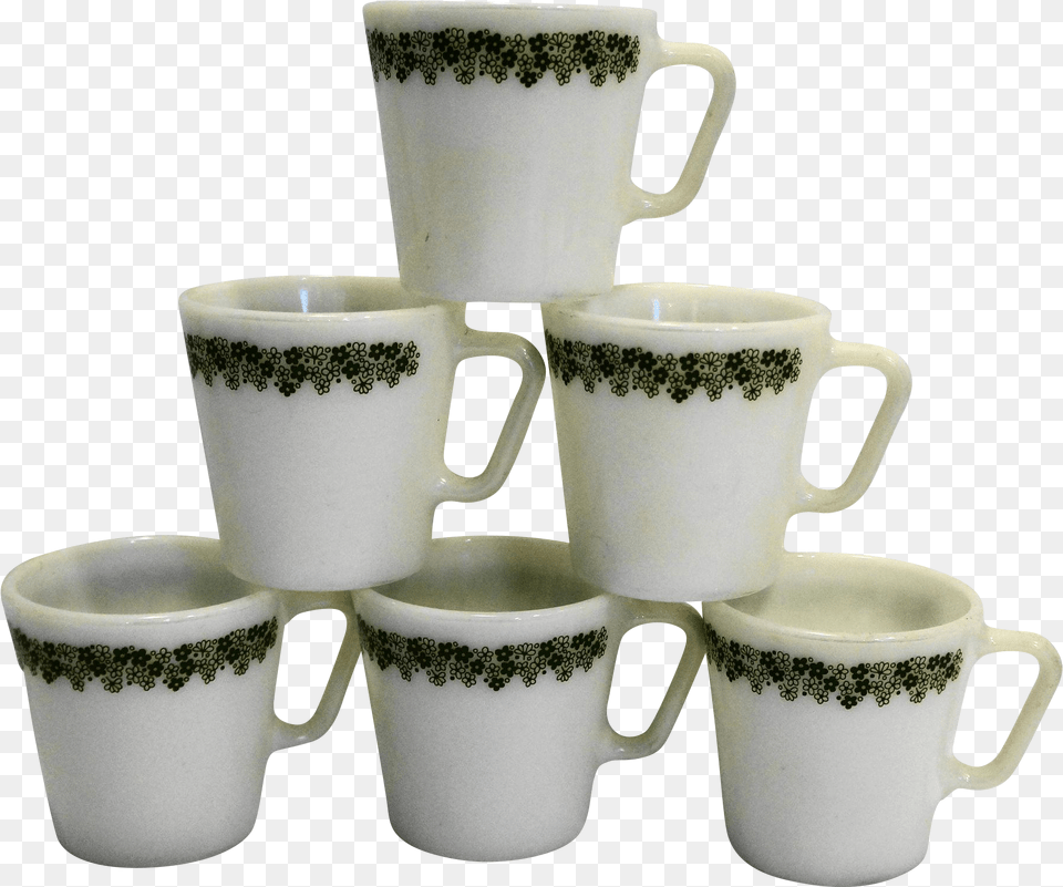 Pyrex Spring Blossom Crazy Daisy Green Flowers White, Art, Cup, Porcelain, Pottery Png Image