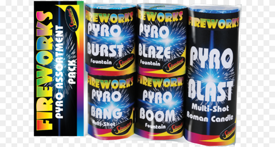 Pyro Assortment Pack Energy Shot, Can, Tin Png Image