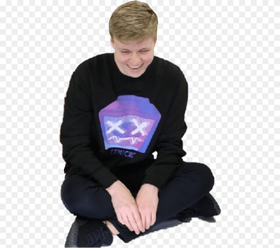 Pyro Happy Icon Youtuber Sticker Sitting, Adult, Person, Man, Male Free Png