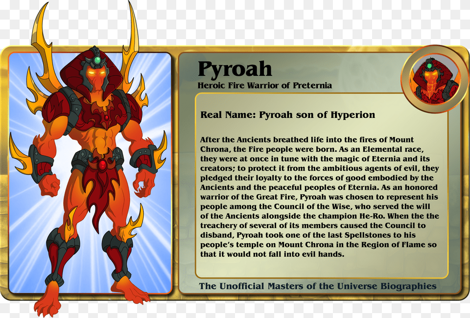 Pyroah Bio By Gbagok He Man And The Masters Of The Universe 2002 Siren, Book, Comics, Publication, Baby Free Png