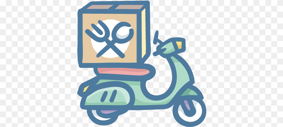Pythian Market Online Ordering Food Delivery Doodle Vector, Vehicle, Transportation, Scooter, Motorcycle Free Png